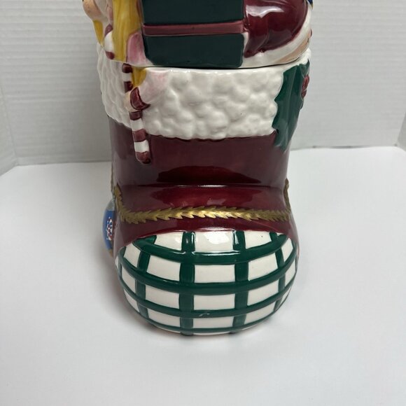 Christmas Village Ceramic Christmas Stocking Cookie Jar Original Box - Picture 3 of 9
